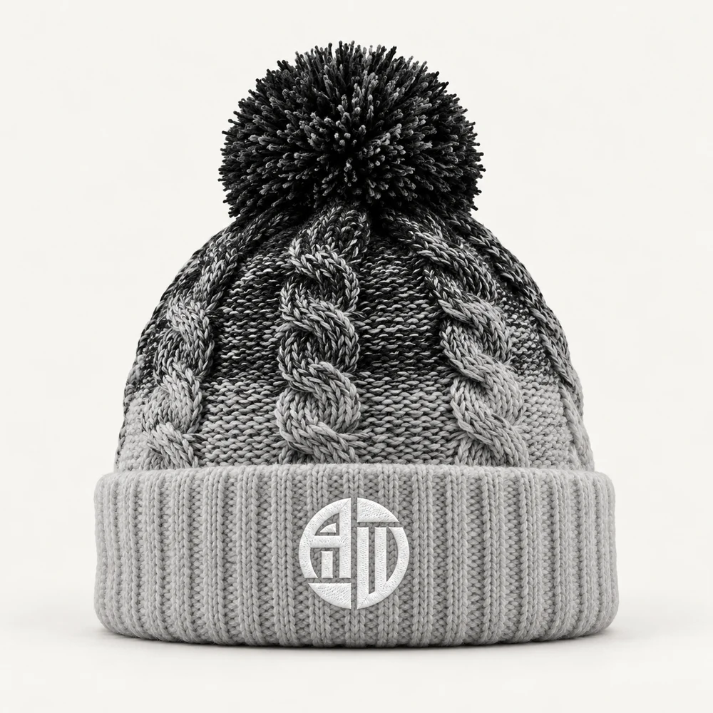 Illustrative APRAWEAR branded ombré beanie mockup
