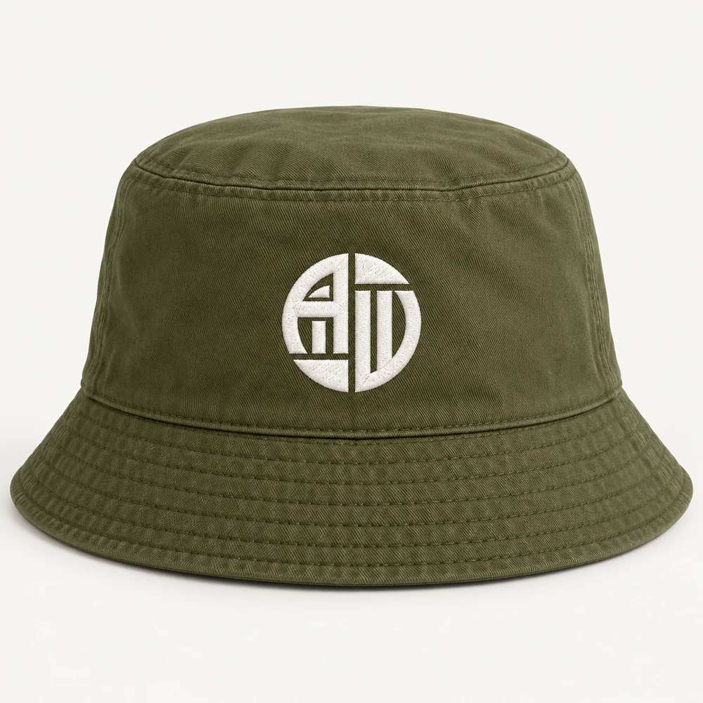 Illustrative APRAWEAR branded organic cotton bucket hat mockup