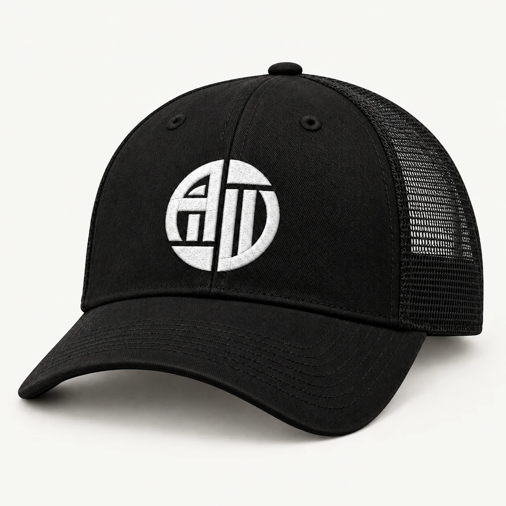Illustrative APRAWEAR branded snapback trucker cap mockup