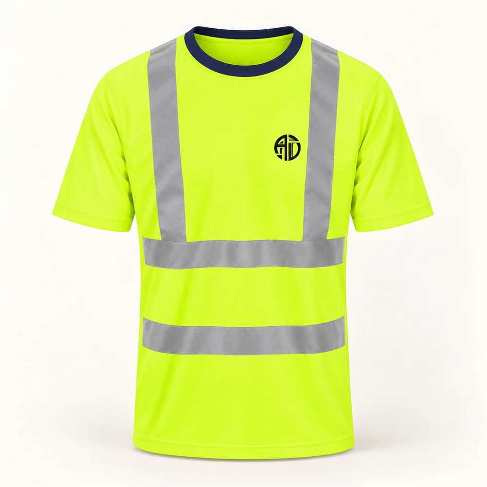 Illustrative APRAWEAR branded hi-vis t-shirt mockup