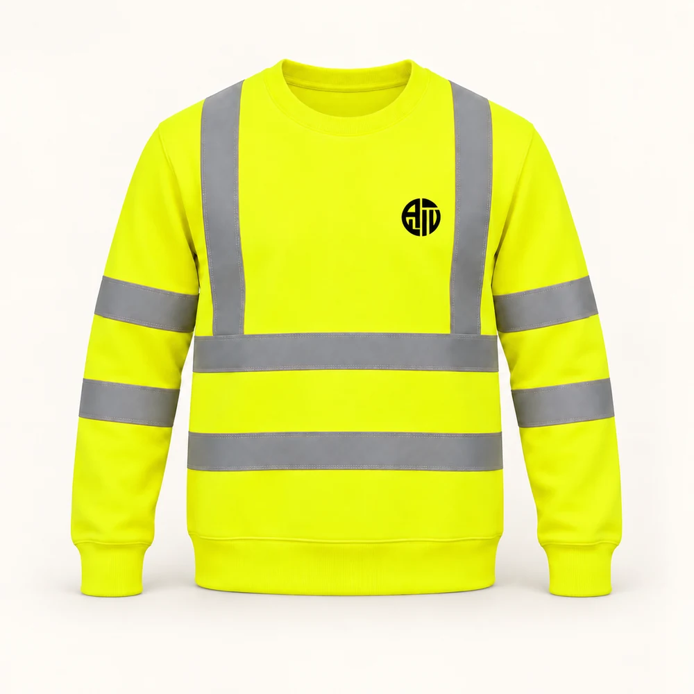 Illustrative APRAWEAR branded hi vis crew neck sweatshirt mockup